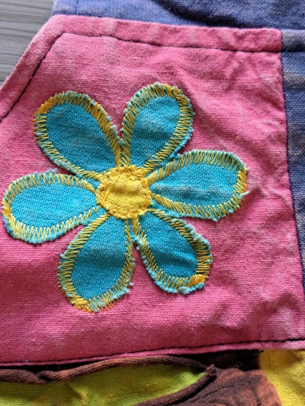 Colorful Patchwork Hobo Bag Embroidered Bird & Flower Pockets Boho Gypsy Hippie